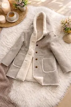 フリースライニング フードコート 130 ベージュ