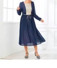 Aylesbury 大きいサイズ　刺しゅう使いデザインプリーツワンピース　6L