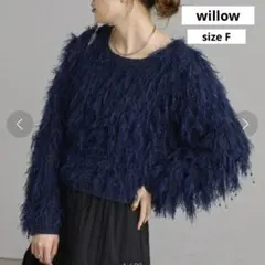 チャオパニックティピー　willow ラメフリンジニット　長袖　ネイビー　ニット