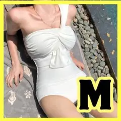 ラス1 水着 ワンショルダー 韓国風 体型カバー ワンピース オールインワン