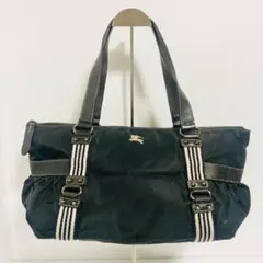 【ランクC】BURBERRY トートバッグ キャンバス 黒 ブラック