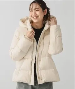 グローバルワーク　ウツクシルエット撥水ダウンフードブルゾン アイボリー　L