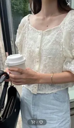 NICE CLAUP　 2way　フラワーレースブラウス インナー付き