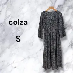 ハニーズ colza コルザ 小花柄Vネックロングワンピース ネイビー S