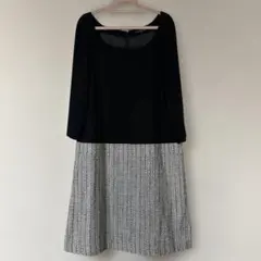 23区　ワンピース 46 大きいサイズ　ドッキングワンピース　ブラック　黒系