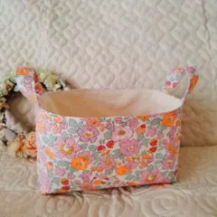 花柄布製オーバルバスケット☆タナローン