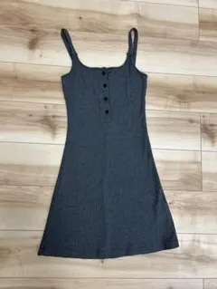 リブ編みグレーキャミワンピース