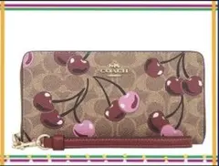 COACHコーチシグネチャーチェリー柄さくらんぼ長財布