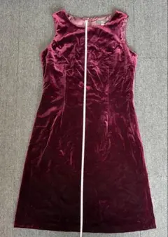 Plata Elegance バーガンディ ベルベット ノースリーブワンピース