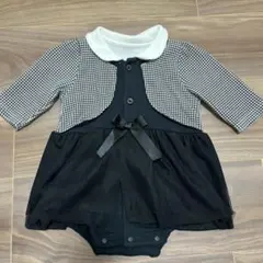 ハウンドトゥース柄ロンパース 70cmフォーマル冠婚葬祭