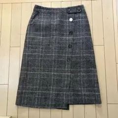 グレー系チェック ウール混紡 スカート