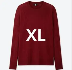 ユニクロのメリノブレンドリブクルーネックセーター　レッド　XL