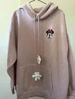 ミニーマウス刺繍パーカー ピンク