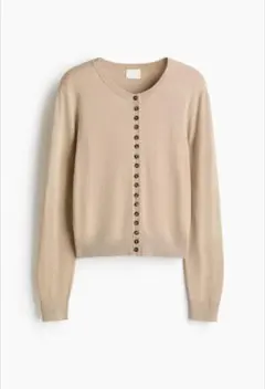 H&M ベージュ ボタン付きニットカーディガン 1332608