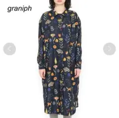graniph コーデュロイシャツワンピース ドライドフラワーズ 小動物