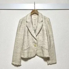 クラン・ デュイュ ツイードジャケット シルク フリンジ 日本製 40 オフィスのサムネイル