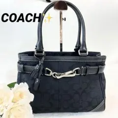 美品✨️ COACH ハンドバッグ 8K06 キャンバス レザー シグネチャー 黒