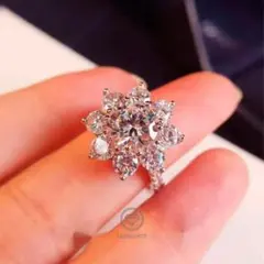 Sシルバリー モアサナイト 花びら フローラル ウェディングリング ■6302
