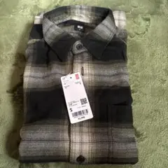 【新品未使用】UNIQLO◆フランネルシャツ長袖 チェック◆グリーン《S》