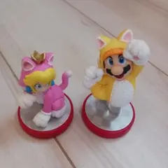 【美品】amiibo アミーボ　ネコマリオ&ネコピーチ