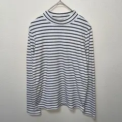 GLORY グローリー　ボーダー　長袖　ハイネッ　トップス　ブラック　M