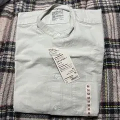 無印良品＊洗いざらしオックススタンドカラーシャツ　長袖　紳士 M ペールグリーン