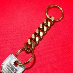 新品 真鍮 真鍮無垢 キーチェーン 全長約10cm 幅13mm ブラス