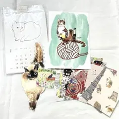 猫柄　紙もの　ポストカード　カレンダー　シール　メモ