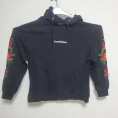 激レア　ジャックローズ　古着美品Ambition 刺繍バラ柄 ブラックパーカーのサムネイル