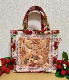 ❤︎いちご柄❤︎ダックスといちご❤︎トートバッグ❤︎ハンドメイド❤︎