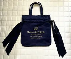 【Maison de FLEUR】 ダブルリボントートバッグ ネイビー