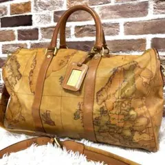 ✨美品✨プリマクラッセ ボストンバッグ 2way 斜め掛け 南京錠 世界地図柄