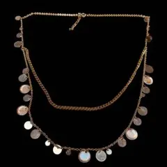 2連メダル付きゴールドネックレス