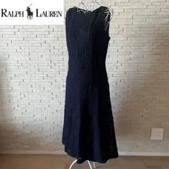 RALPH LAUREN ラルフローレン　Aラインロングワンピース　ネイビー