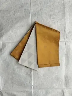 #半幅帯 #リバーシブル #桜柄 #鱗柄 #イエロー #ホワイト系 #シルバー