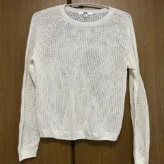 美品　UNIQLO 3Dメッシュクルーネックセーター　ホワイト　S