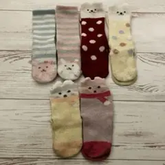 西松屋キッズアニマルもこもこ靴下6点セット9〜14㎝女の子保育園雪遊びうさぎクマ