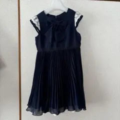 any FAM ネイビー リボン付き プリーツワンピース 110cm