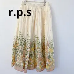 r.p.s フレアスカート 花柄 綿100% ゆったり　ウエストゴム