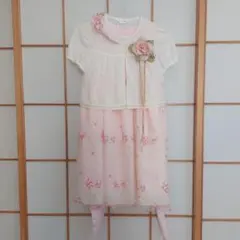 フォーマルドレス ピンク 130cm 花刺繍