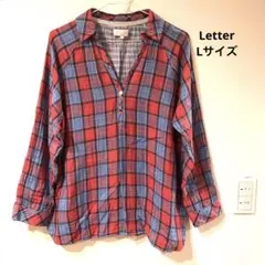 Letter BACK NUMBER チェック 長袖　プルオーバー Lサイズ