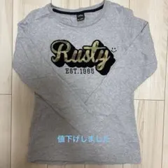 ⭐︎Rusty 長袖Tシャツ グレー ロゴ刺繍 レディースL⭐︎