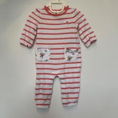 baby GAP 赤白ストライプロンパース 3-6ヶ月