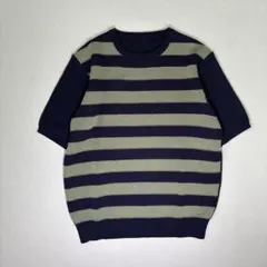 半袖ニット セーター ボーダー クルーネック きれいめカジュアル ームコア 古着