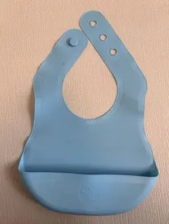 水色 シリコン お食事エプロン ポケット付き