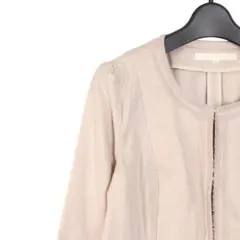 【美品】ナチュラルビューティー ノーカラージャケット 上品コーデ きれいめ