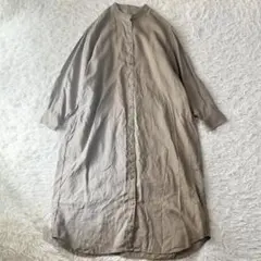 無印良品　リネン バンドカラーシャツワンピース　麻100% ロング　MUJI