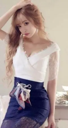 オフショルダー レース袖 ナイトドレス