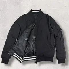 ナノユニバース×西川ダウン リバーシブル MA-1 ブルゾン 黒 M スタジャン