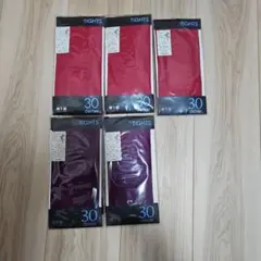 靴下屋　パープル レッド タイツセットのサムネイル